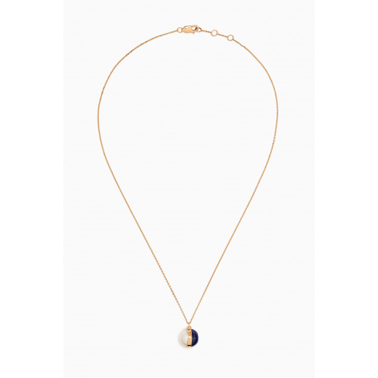 Damas - Kiku Glow Sphere Pearl & Lapis Lazuli Necklace in 18kt Gold