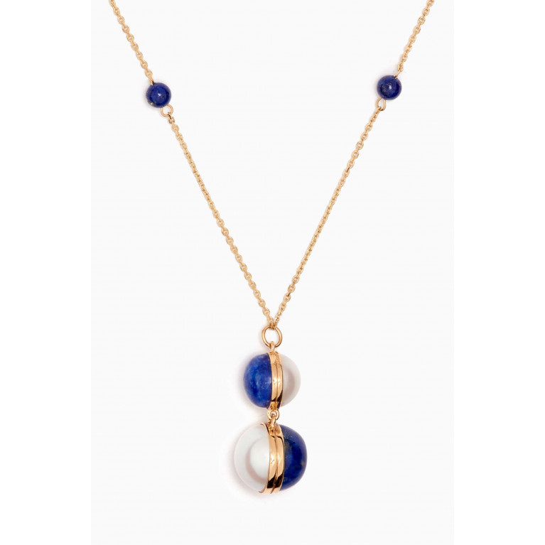 Damas - Kiku Glow Sphere Pearl & Lapis Lazuli Necklace in 18kt Gold