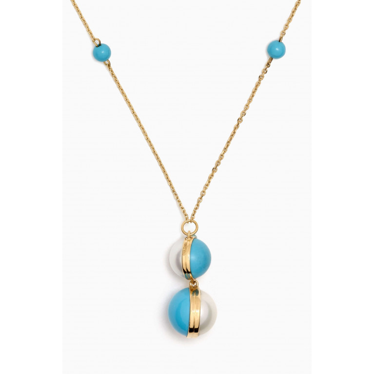 Damas - Kiku Glow Sphere Pearl & Turquoise Necklace in 18kt Gold