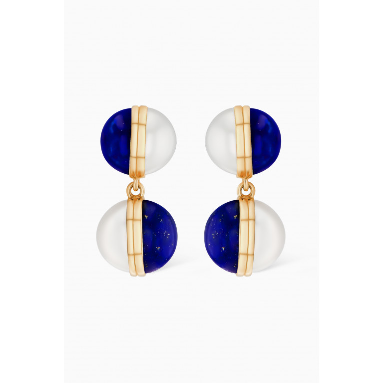 Damas - Kiku Glow Sphere Pearl & Lapis Lazuli Drop Earrings in 18kt Gold