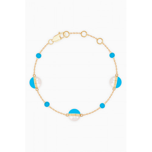 Damas - Kiku Glow Sphere Pearl & Turquoise Bracelet in 18kt Gold