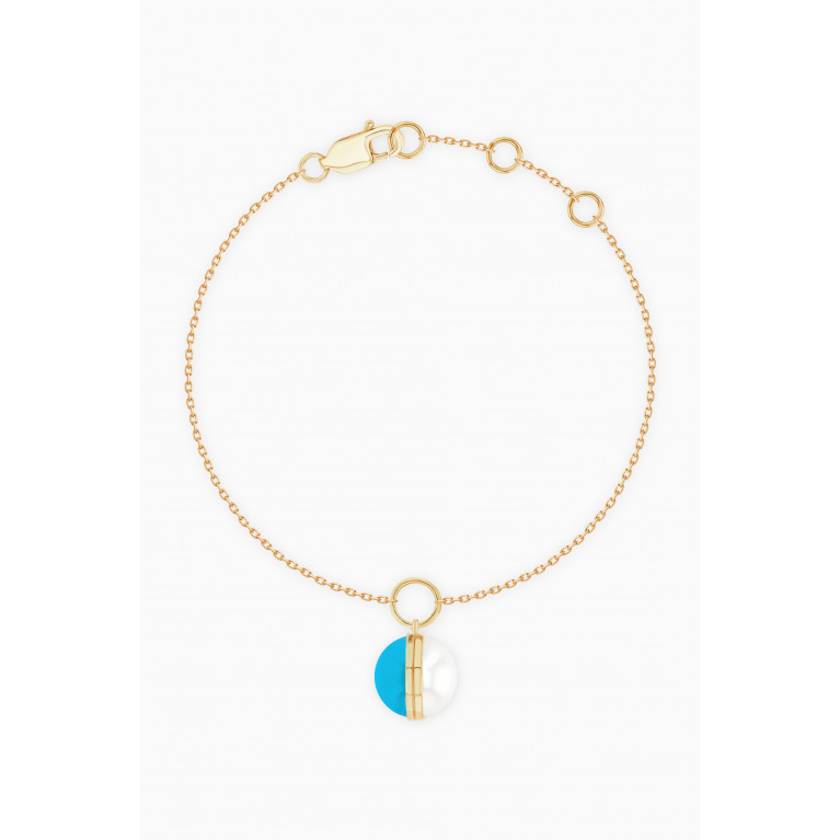 Damas - Kiku Glow Sphere Pearl & Turquoise Bracelet in 18kt Gold