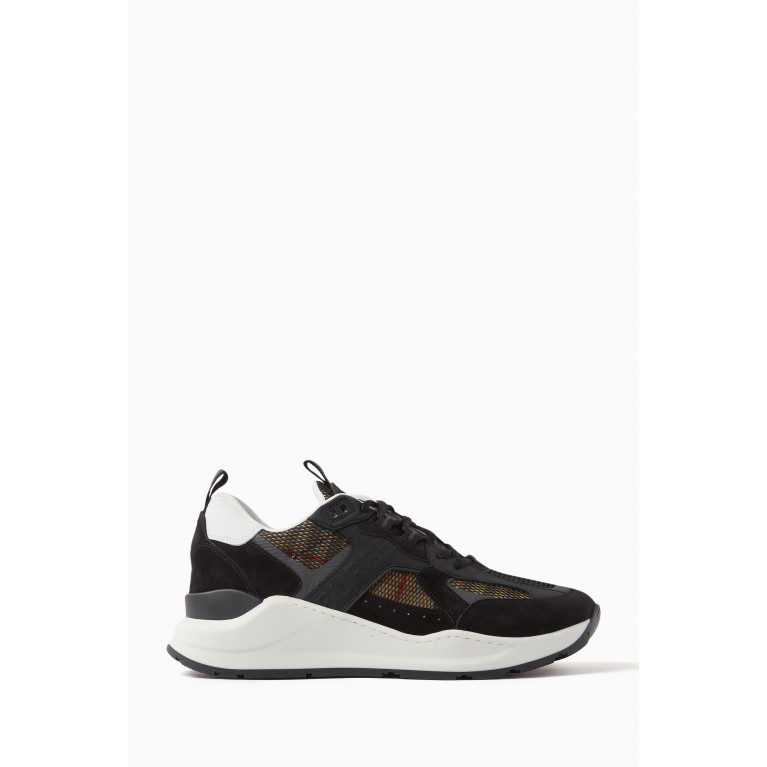 Burberry - Sean Check Low-top Sneakers in Leather & Mesh