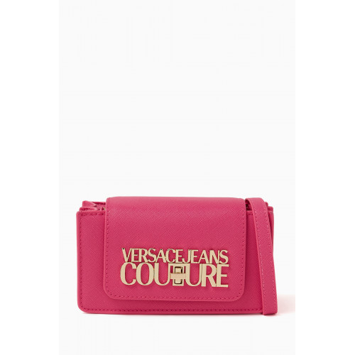 Versace Jeans Couture - Small Logo lock Shoulder Bag in Saffiano Faux Leather Pink