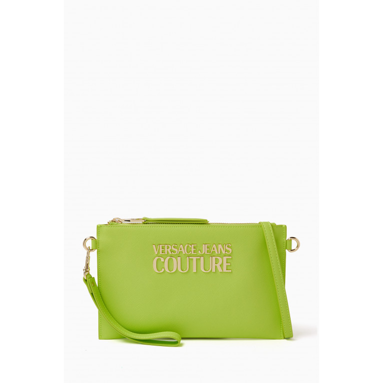 Versace Jeans Couture - Logo Lock Pouch in Faux Saffiano Leather Green
