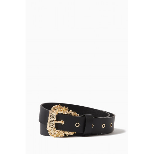 Versace Jeans Couture - Logo Engraved Buckle Belt in Leather