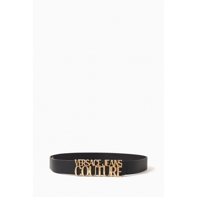 Versace Jeans Couture - Logo Lettering Belt in Leather Black
