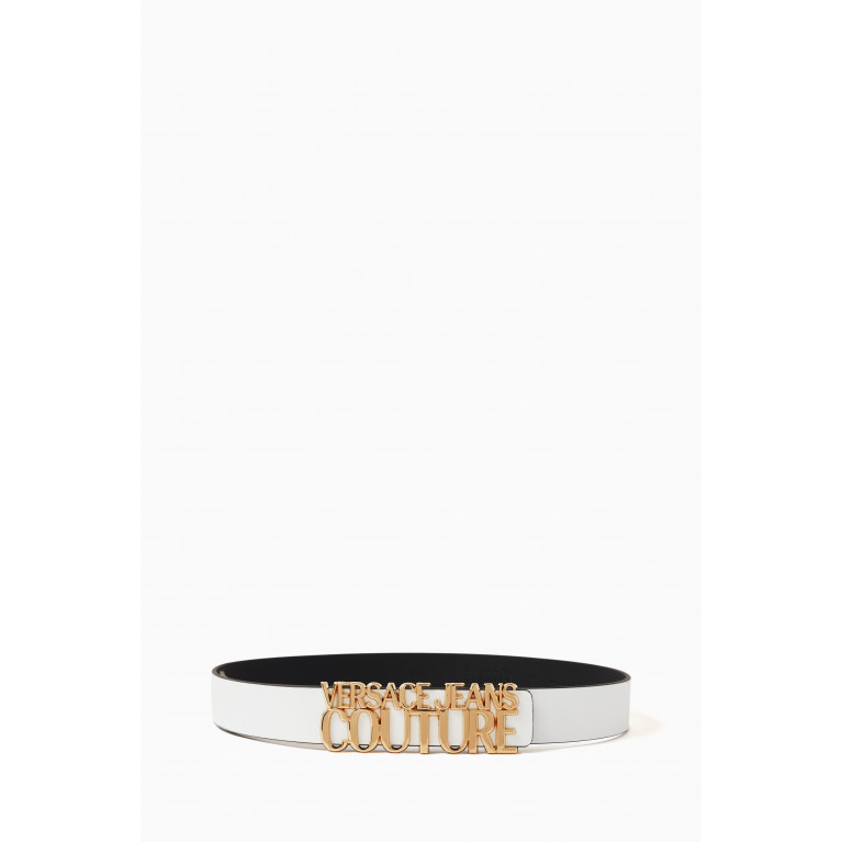 Versace Jeans Couture - Logo Lettering Belt in Leather White