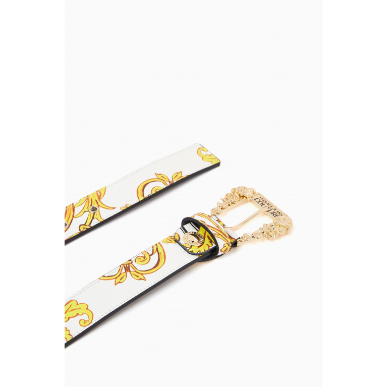 Versace Jeans Couture - Baroque-print Belt in Saffiano Leather