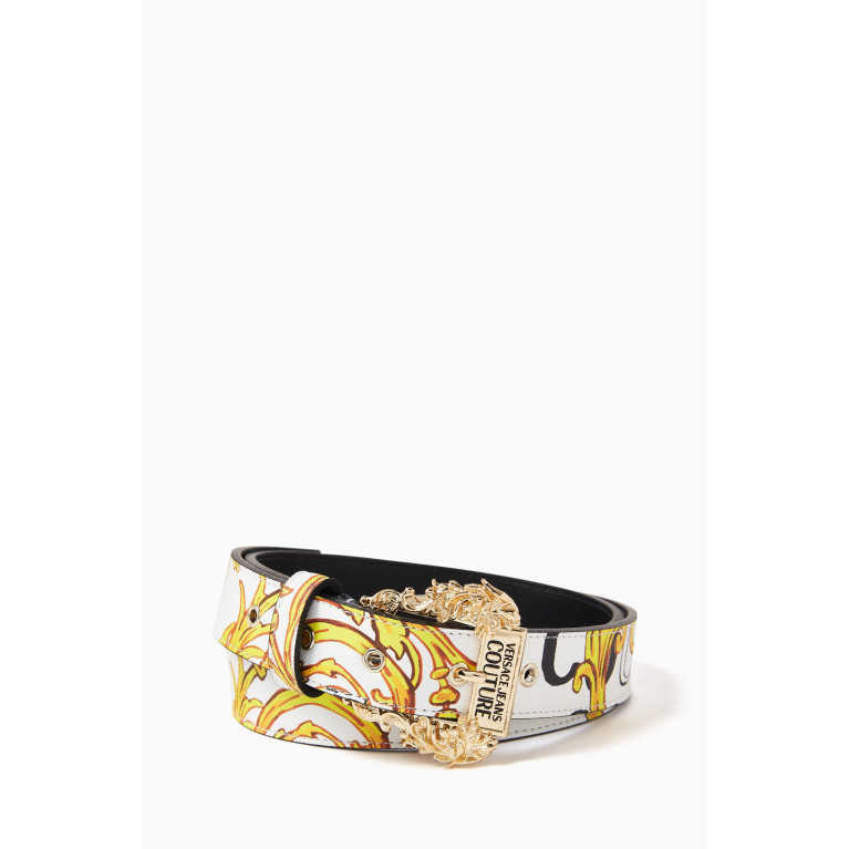 Versace Jeans Couture - Baroque-print Belt in Saffiano Leather