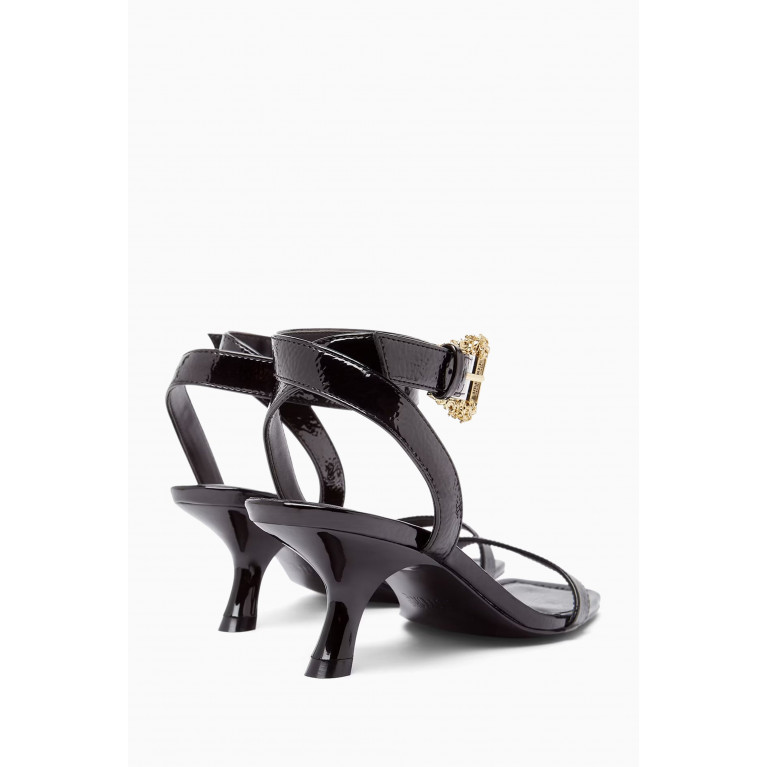 Versace Jeans Couture - Fiona Buckle Kitten Sandals in Patent Leather