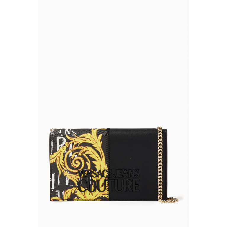 Versace Jeans Couture - Half Barocco Print Chain Wallet in Faux Leather Black