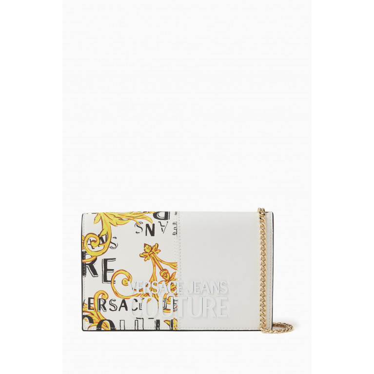 Versace Jeans Couture - Half Barocco Print Chain Wallet in Faux Leather White