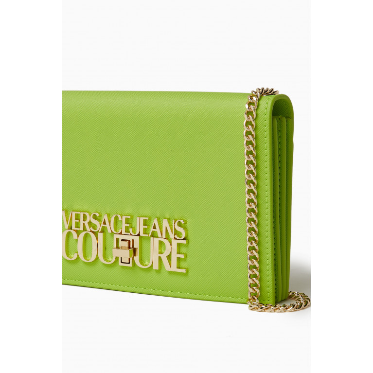 Versace Jeans Couture - Logo Lock Print Chain Wallet in Saffiano Faux Leather Green