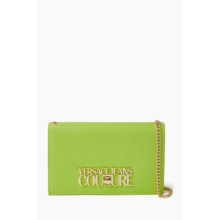 Versace Jeans Couture - Logo Lock Print Chain Wallet in Saffiano Faux Leather Green