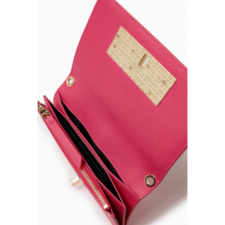 Versace Jeans Couture - Logo Lock Print Chain Wallet in Saffiano Faux Leather Pink