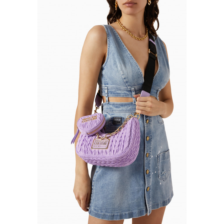 Versace Jeans Couture - Crunchy Zip Crossbody Bag in Quilted Nylon Purple