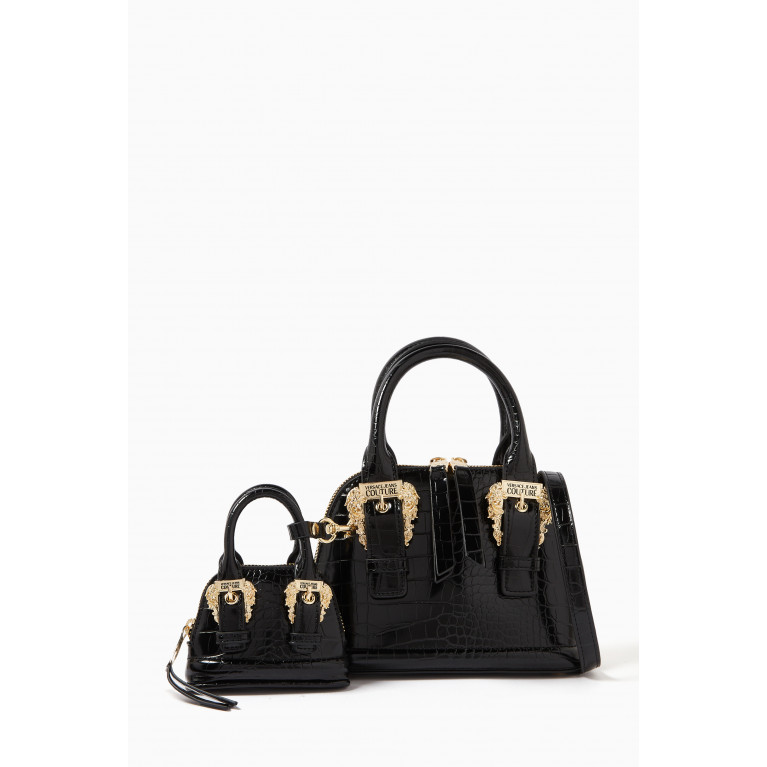 Versace Jeans Couture - Small Couture 01 Crossbody Bag in Croc-embossed PU Black