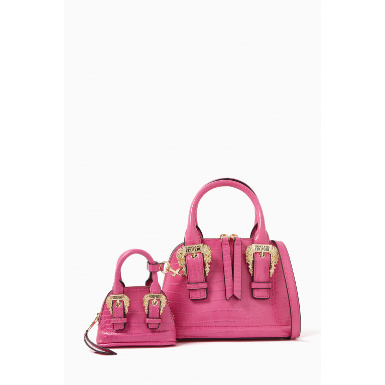 Versace Jeans Couture - Small Couture 01 Crossbody Bag in Croc-embossed PU Pink