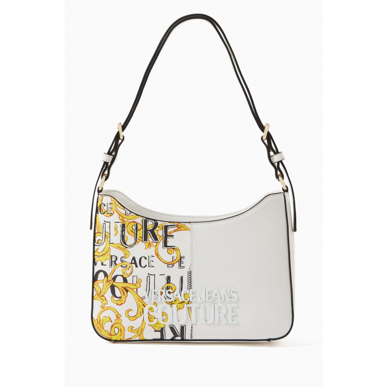 Versace Jeans Couture - Small Half print Zip Shoulder Bag in Polyurethane White