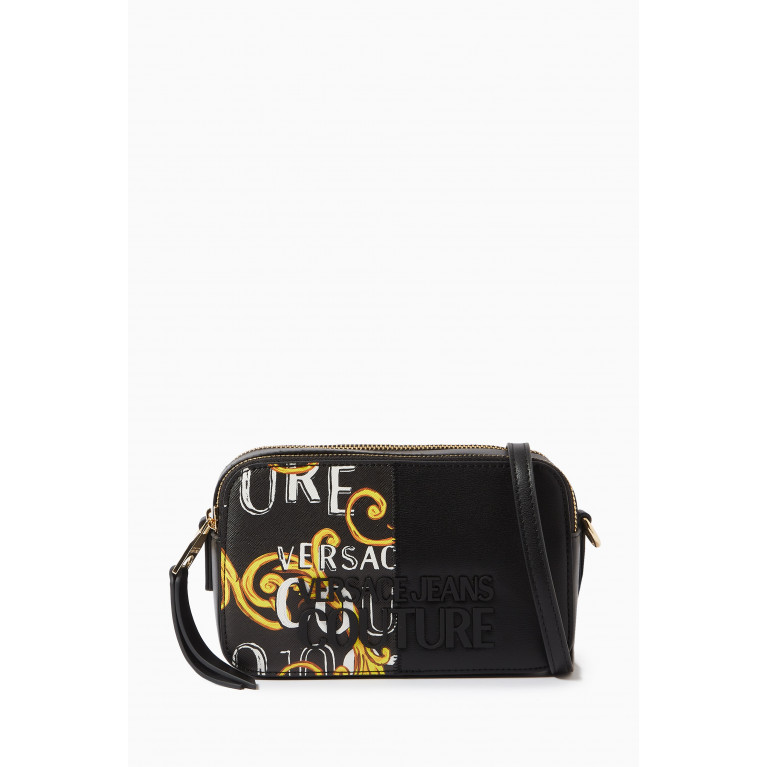 Versace Jeans Couture - Small Baroque Print Crossbody Bag in Polyurethane Black