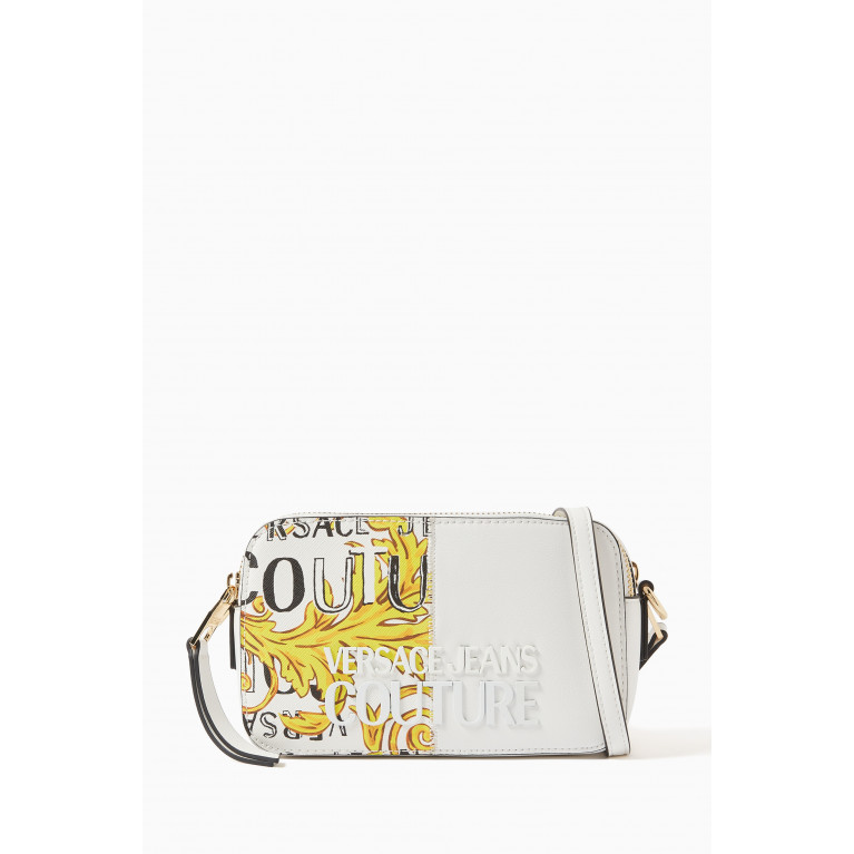 Versace Jeans Couture - Small Baroque Print Crossbody Bag in Polyurethane White