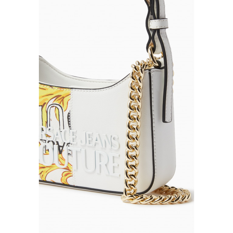 Versace Jeans Couture - Mini Half Barocco Print Shoulder Bag in Polyurethane White
