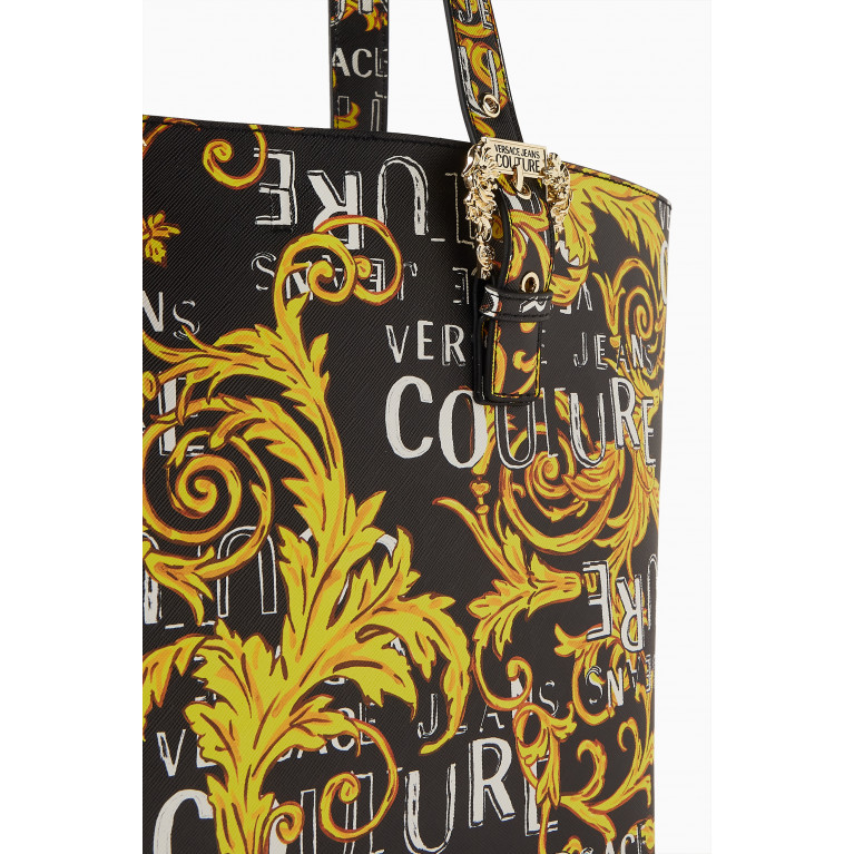 Versace Jeans Couture - Couture 01 Printed Shopper Tote Bag in Saffiano Leather Black