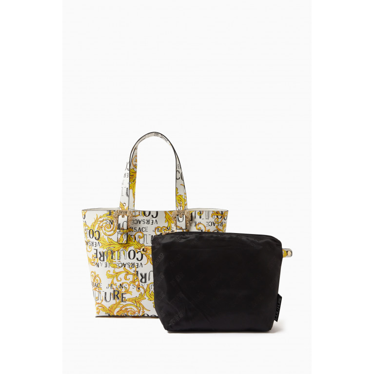 Versace Jeans Couture - Couture 01 Printed Shopper Tote Bag in Saffiano Leather White