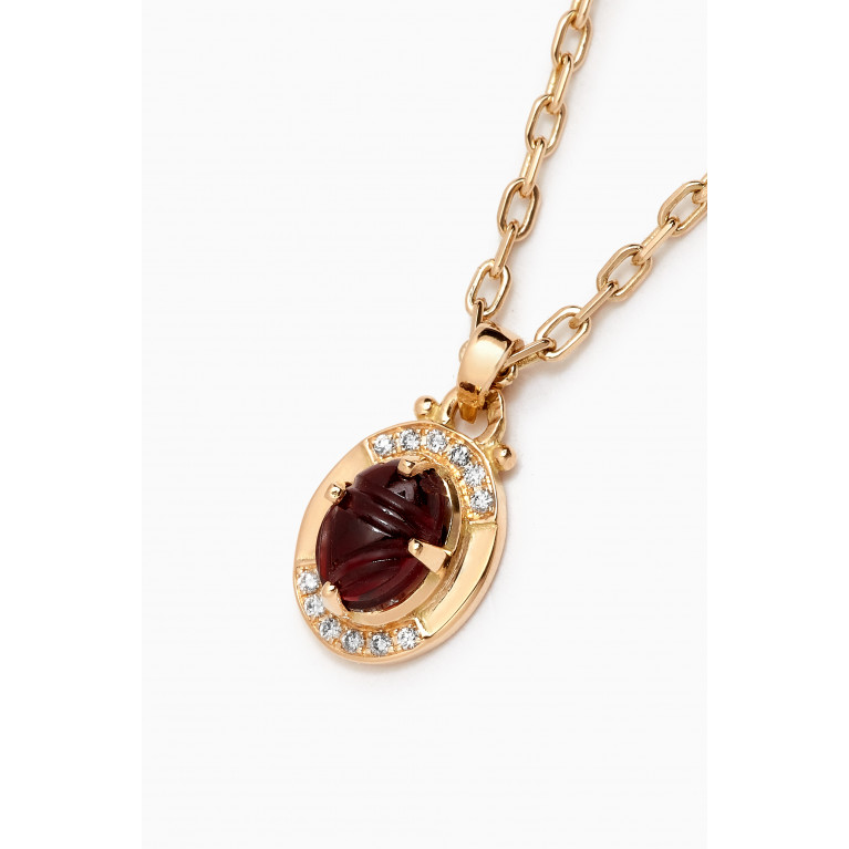 Azza Fahmy - Garnet & Diamond Necklace in 18kt Yellow Gold