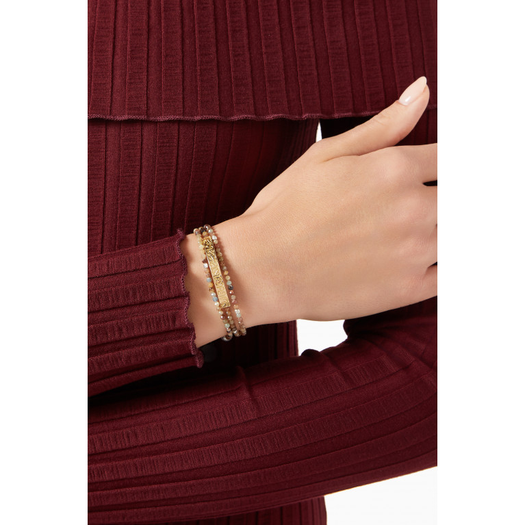 Azza Fahmy - Wrap Turquoise & Onyx Beaded Bracelet in 18kt Gold & Sterling Silver