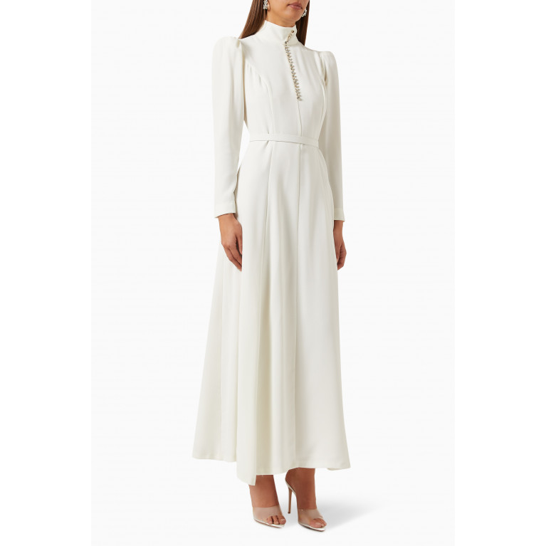Senna - Carmelita Embellished Midi Dress Neutral