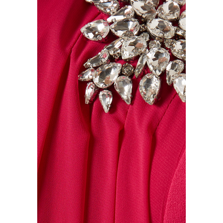 Senna - Crystal-embellished Belted Dress in Chiffon Pink