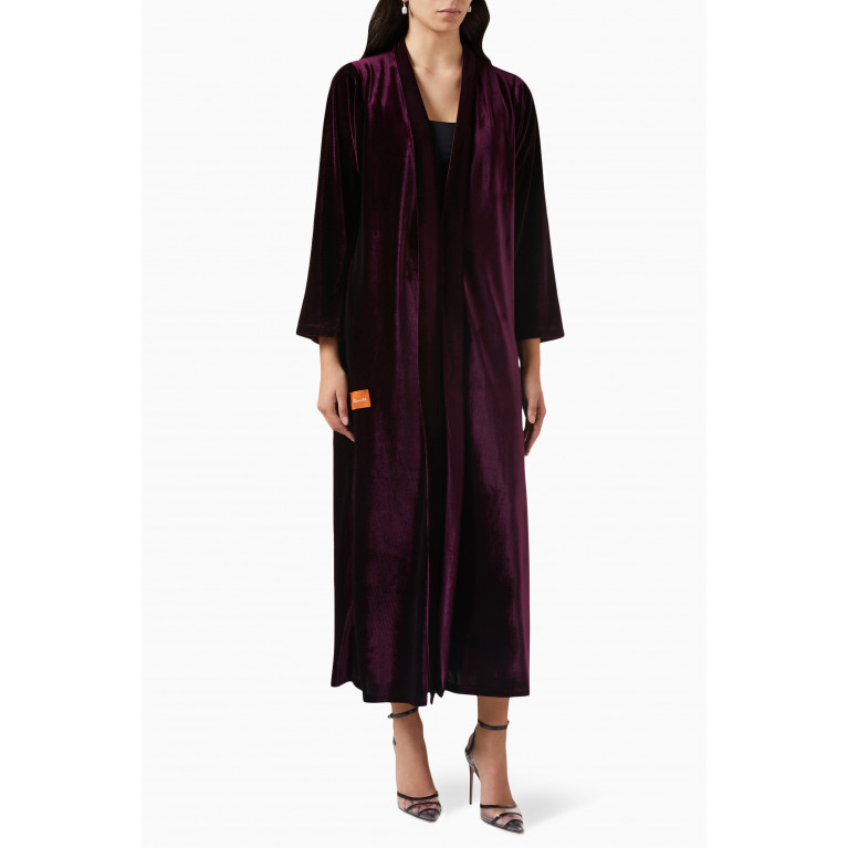 Selcouth - Fur Collar Velvet Abaya