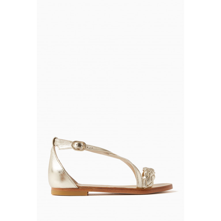 Bonpoint - Celi Braided Sandals in Metallic Leather