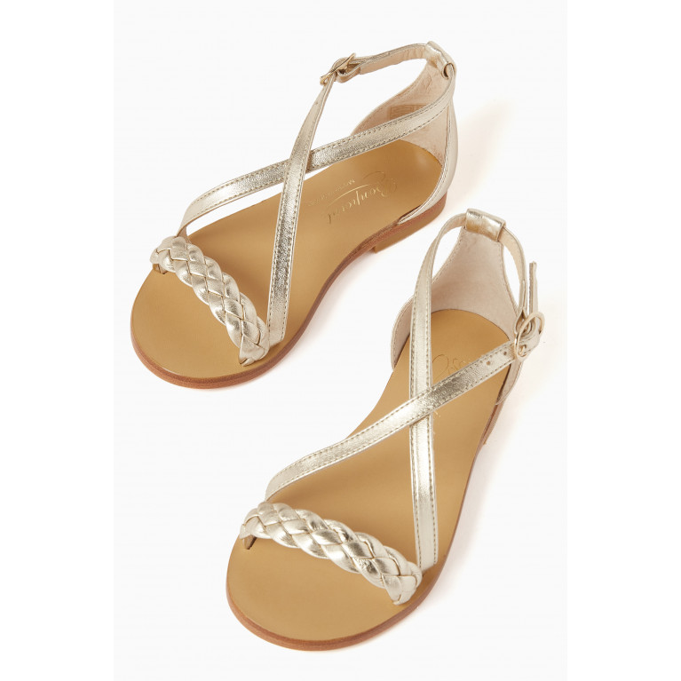 Bonpoint - Celi Braided Sandals in Metallic Leather