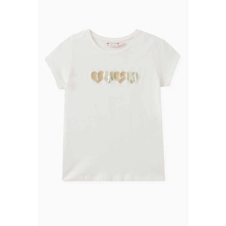 Bonpoint - Metallic Heart-print T-shirt in Cotton