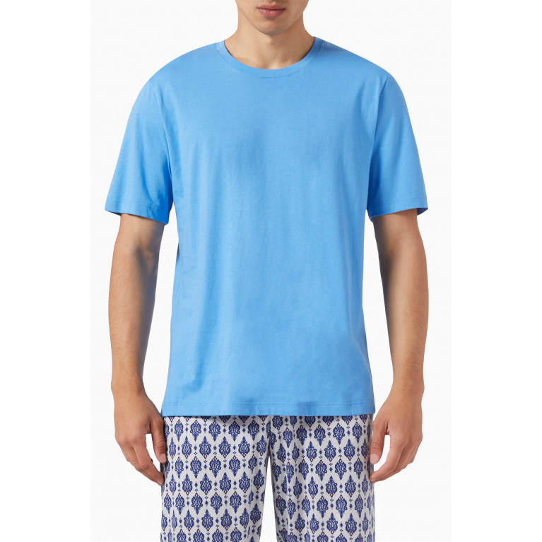 Hanro - Night & Day T-shirt in Cotton Jersey Blue