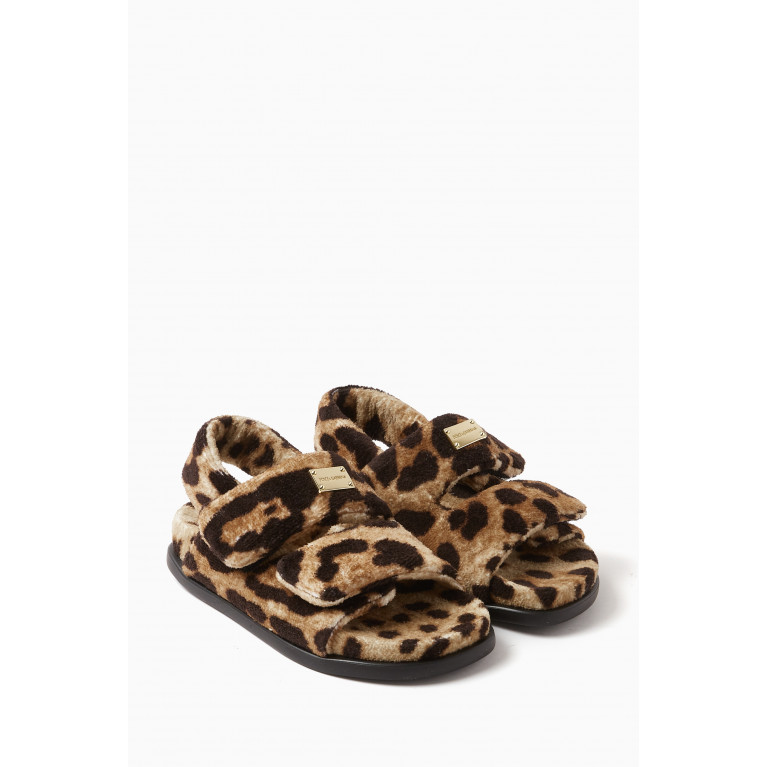 Dolce & Gabbana - x KIM Sandals in Leopard-print Terrycloth