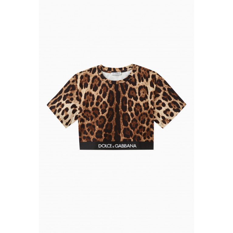 Dolce & Gabbana - Leopard-print Logo T-shirt in Cotton-blend