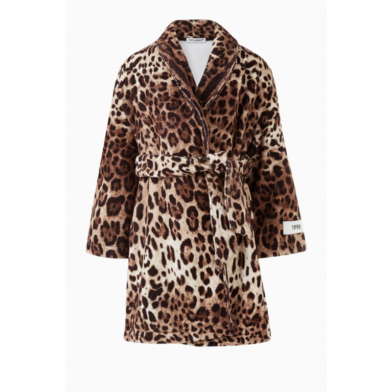 Dolce & Gabbana - Leopard-print Bathrobe in Cotton Terry