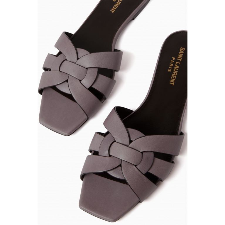 Saint Laurent - Tribute Flat Sandals in Smooth Leather