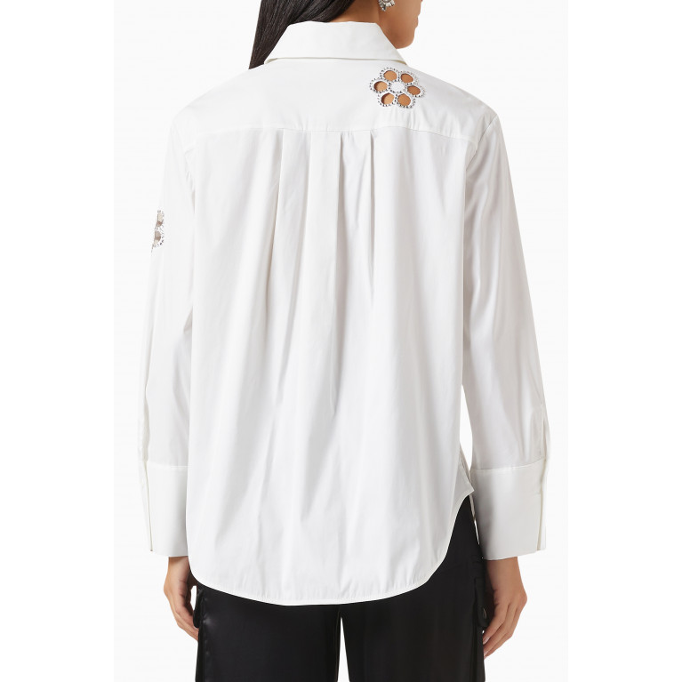Alice + Olivia - Embellished Cut-out Shirt in Cotton-poplin