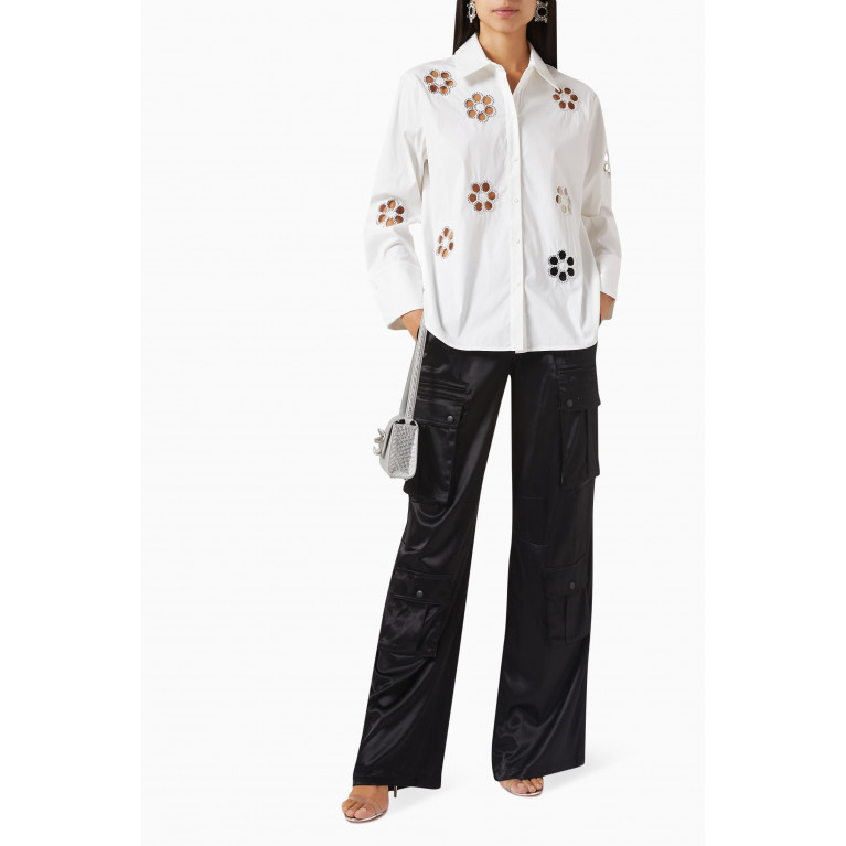 Alice + Olivia - Embellished Cut-out Shirt in Cotton-poplin