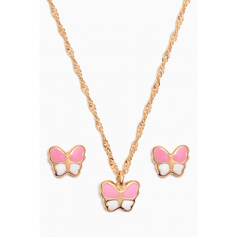 Baby Fitaihi - Butterfly Enamel Set in 18kt Yellow Gold
