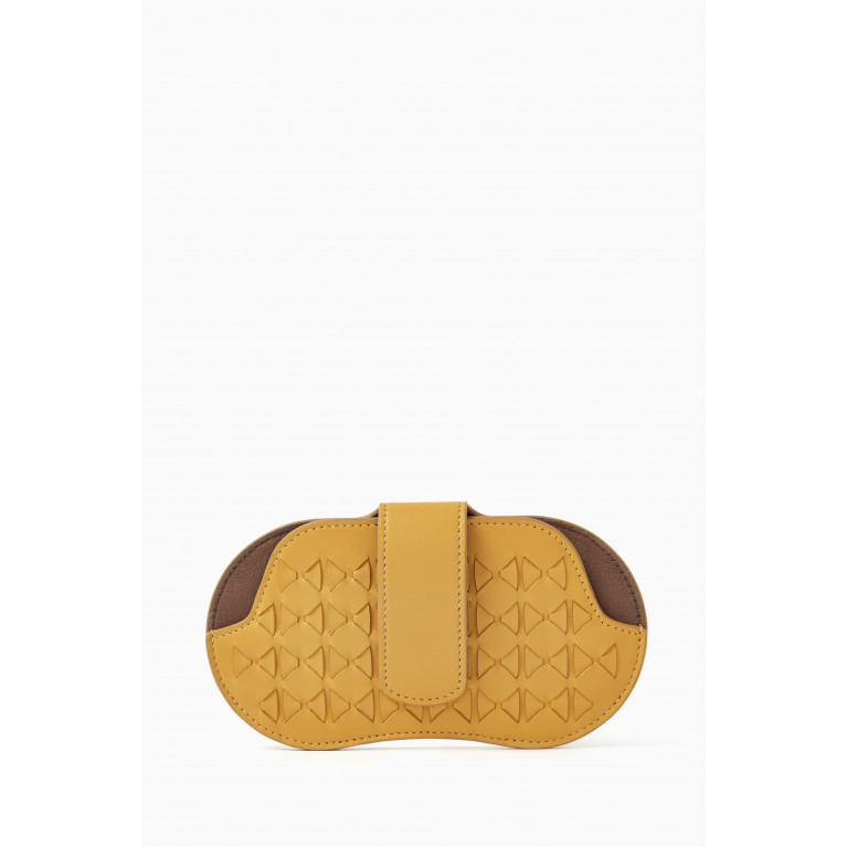Serapian - Glasses Case in Mosaico Leather Yellow