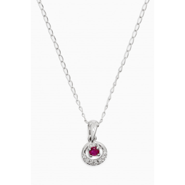 Baby Fitaihi - Ruby & Diamond Pendant Necklace in 18kt White Gold