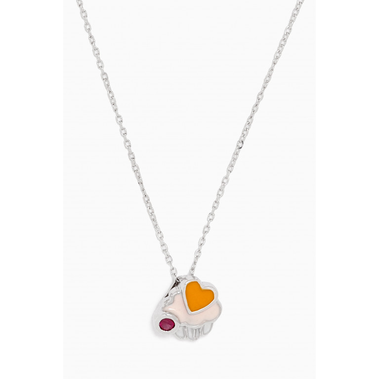 Baby Fitaihi - Cupcake Ruby Pendant Necklace in 18kt White Gold