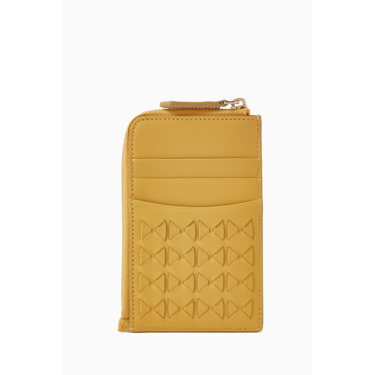 Serapian - Zip Card Case in Mosaico Leather Yellow