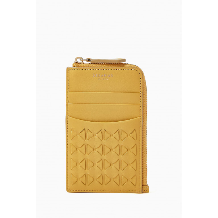 Serapian - Zip Card Case in Mosaico Leather Yellow